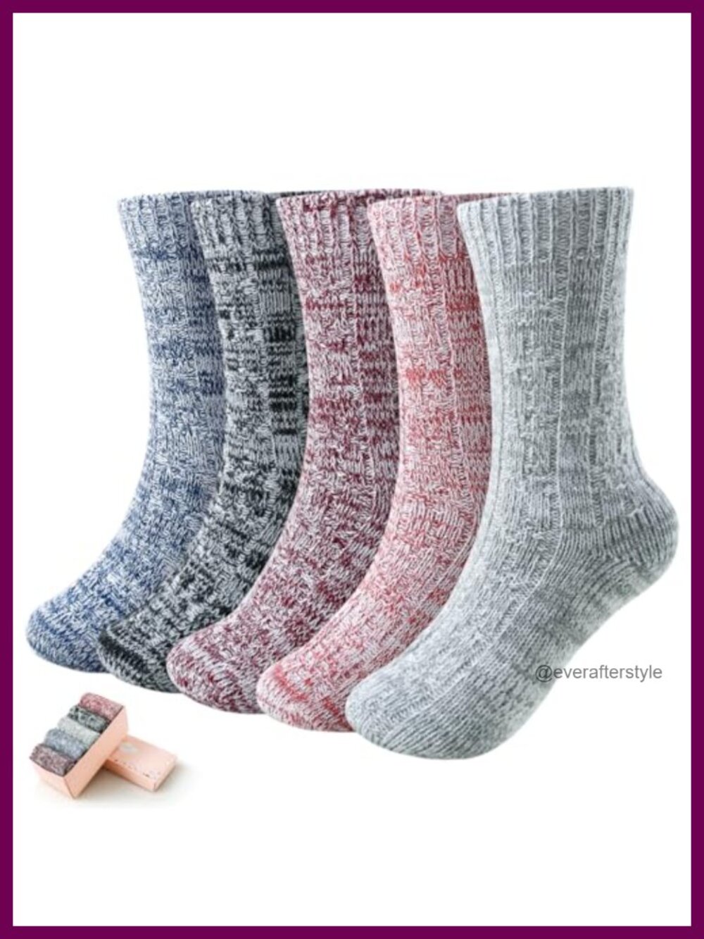 5 Pairs Knit Soft Thick Winter Calf Socks Cozy Warm Women's Gift